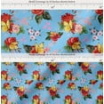 thumbnail image 2 of Soimoi Blue Cotton Poplin Fabric Leaves,Insect & Poppy Watercolor Printed Fabric 1 Yard 56 Inch Wide, 2 of 7