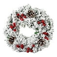 thumbnail image 2 of 12 inch Christmas Garland Wreaths with Pine Cones,Plaid Bows,Red Berry Xmas Wreaths for Front Door, Farmhouse Decoration, 2 of 6