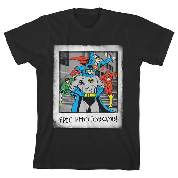 DC Comics Justice League Photobomb Youth Boys T-Shirt-Medium