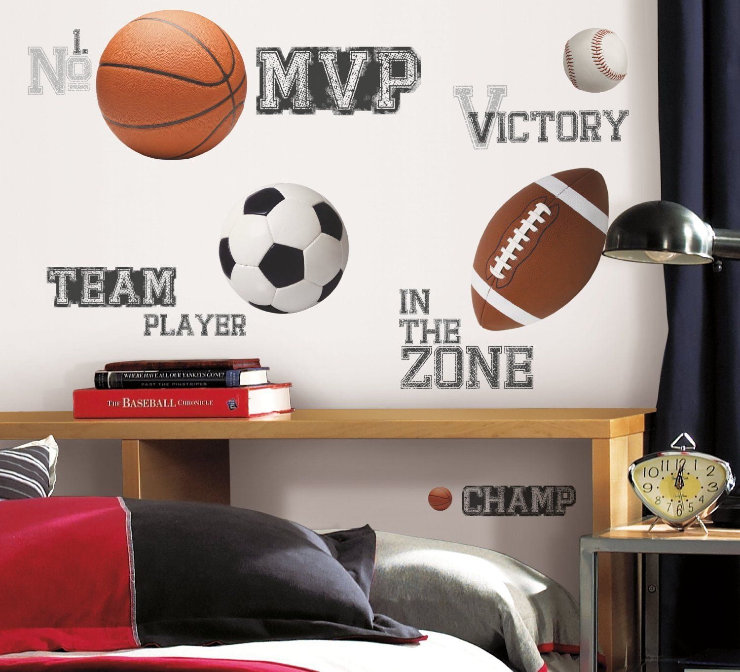 3 Sheets Sports Fan Wall Art Self Adhesive Decals Washable Fade Resistant for sale online 