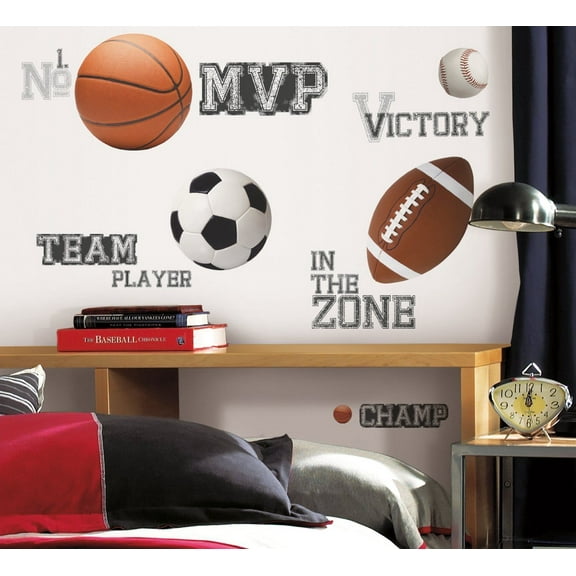 Roommates Decor 24 Boys ALL SPORTS WALL STICKERS Football Basketball Soccer Ball Baseball Decals