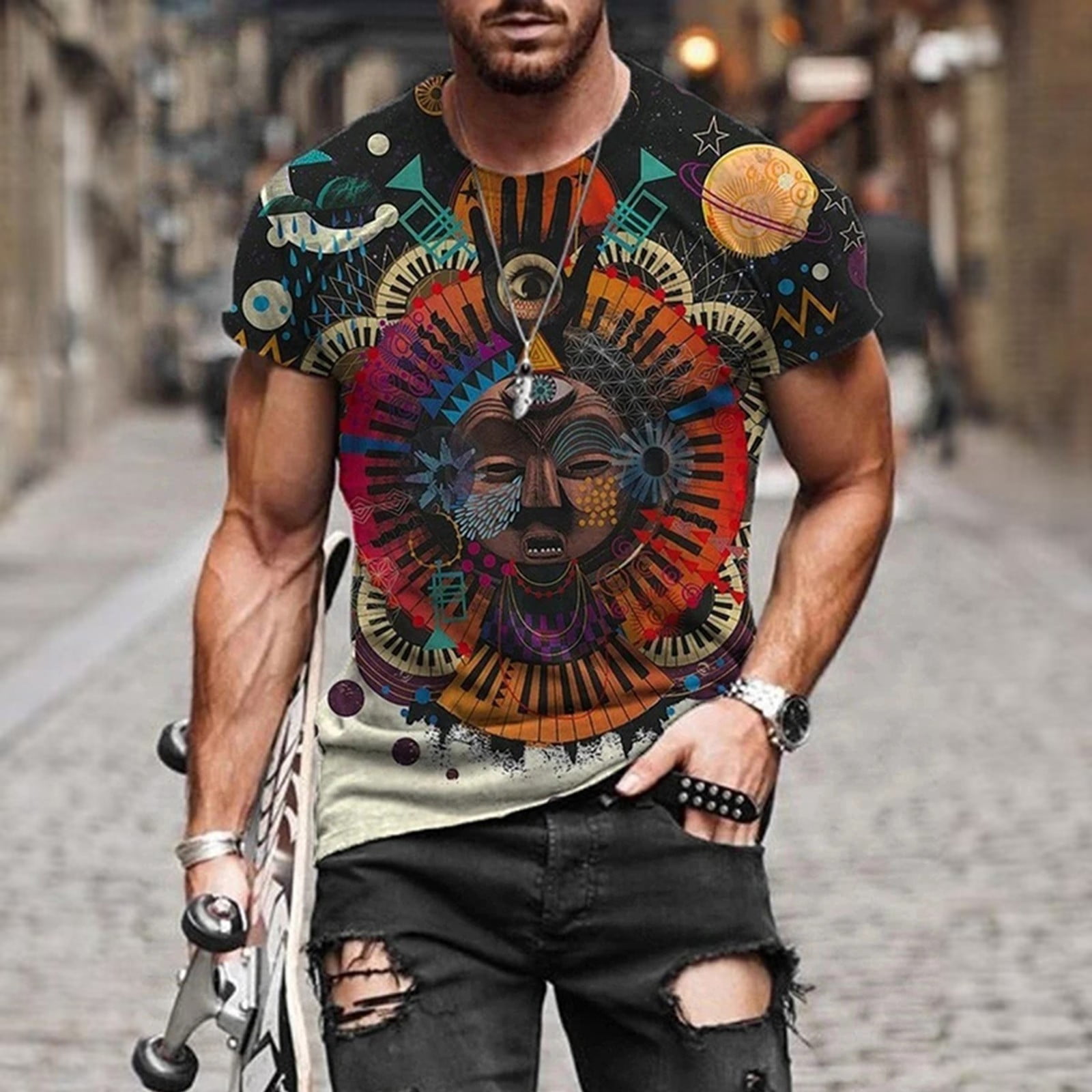 3D Print T-Shirt Top Blouse for Men Summer Short Sleeve Fashion Tees Shirts 