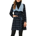 thumbnail image 4 of Unique Bargains Women's Plaid Coat Fall Shawl Collar Check Coat, 4 of 6