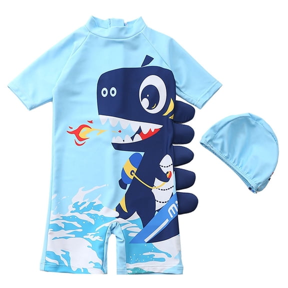 Gerichy Boys Swim Set, 2T 3T 4T 5T Swimsuit Boys Toddler Baby Boys 3 Piece Swimsuit Set Short Sleeve Bathing Suit Baby Rash Guard Swimwear With Sun Hat