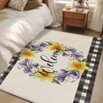 thumbnail image 5 of Welcome Washable Area Rugs 2.7'x5', Vintage Purple Yellow Floral Wreath Linen Texture Low Pile Throw Living Room Rug Non-Slip Sturdy Edge Binding Carpet for Indoor Entryway Bedside Kitchen, 5 of 9