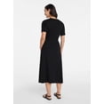 thumbnail image 5 of Time and Tru Women's Cotton Tie Front Midi Dress with Short Sleeves, Sizes XS-XXXL, 5 of 5