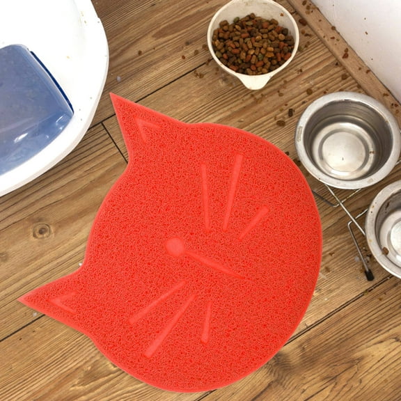 Baluue Cat Feeding Mat Non-skid Red 1Set