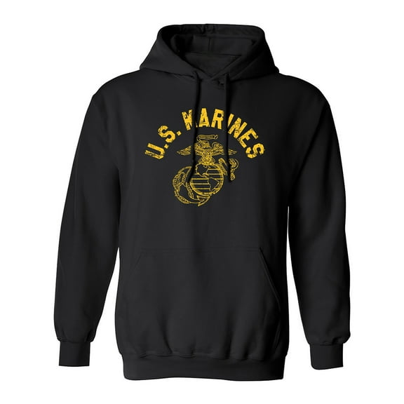 U.S. Marines Vintage Arch Gold Ink Adult Hooded Sweatshirt