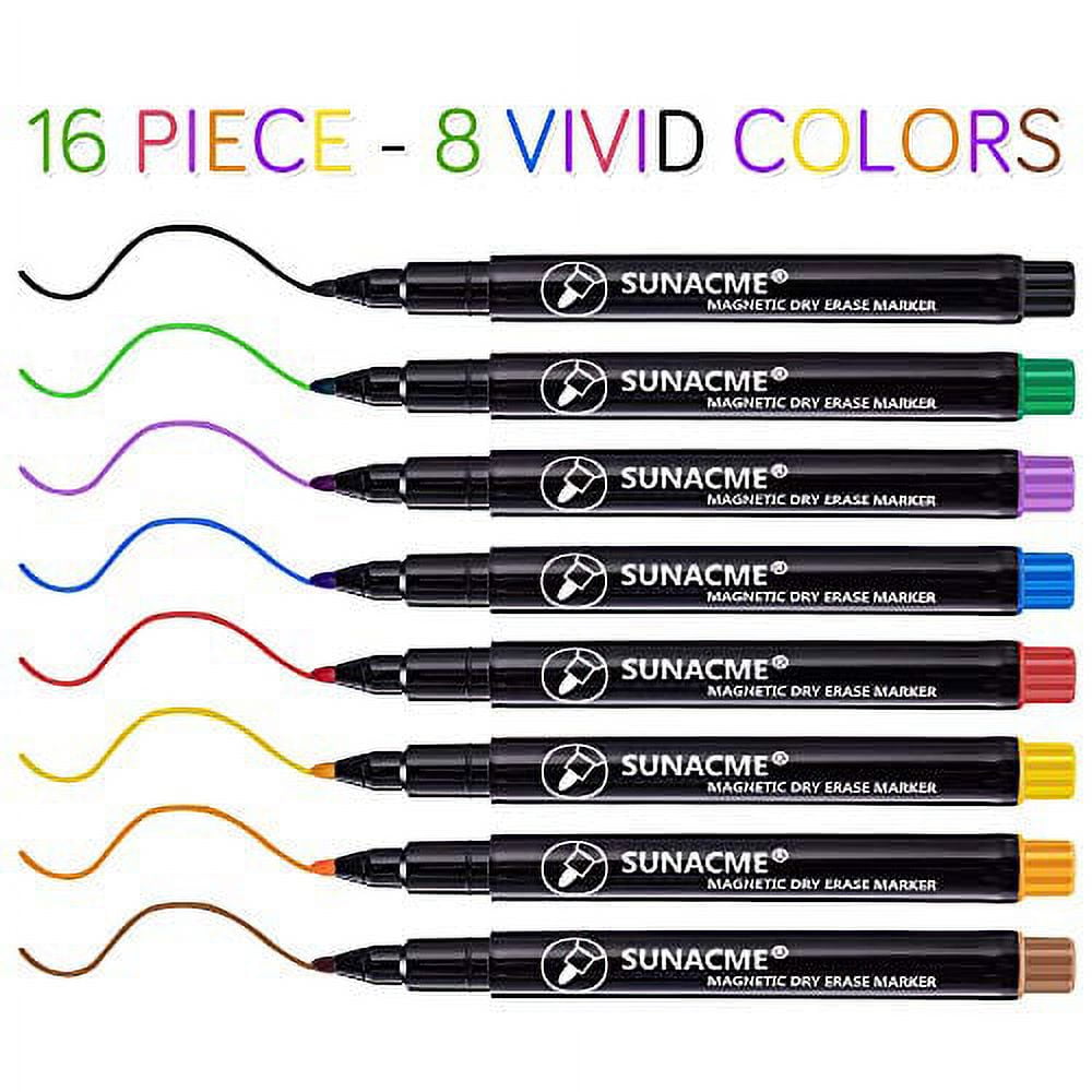 Magnetic Dry Erase Markers Fine Tip Pen, 16-Pack Whiteboard Marker with  Erase for School Office Home 