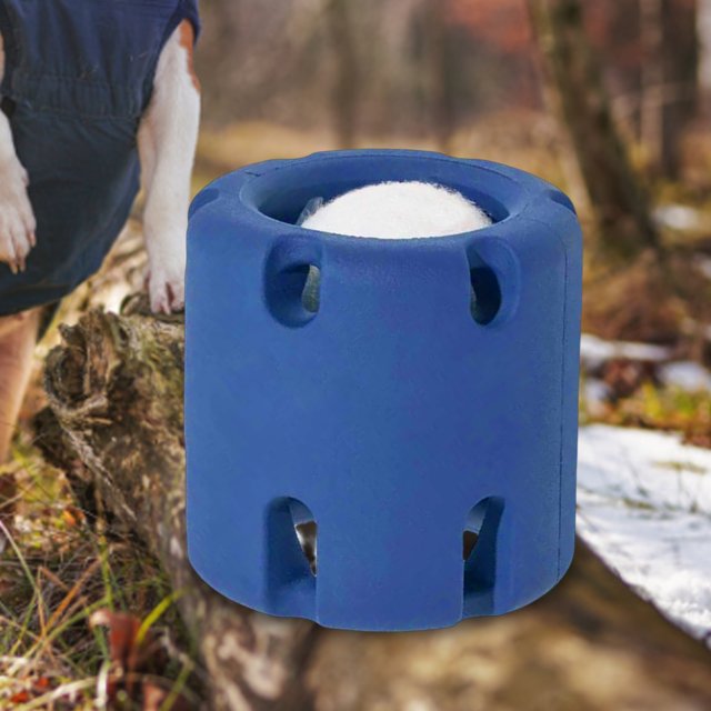 Perro Puzzle Tennis Cup Rubber Pet Tennis Tumble Juguete interactivo para masticar (azul oscuro)