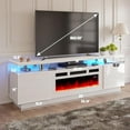 thumbnail image 5 of Merluxy Fireplace TV Stand with 36" Fireplace,70" Modern High Gloss Entertainment Center LED Lights for 80 Inch TV, Ivory White, 5 of 7