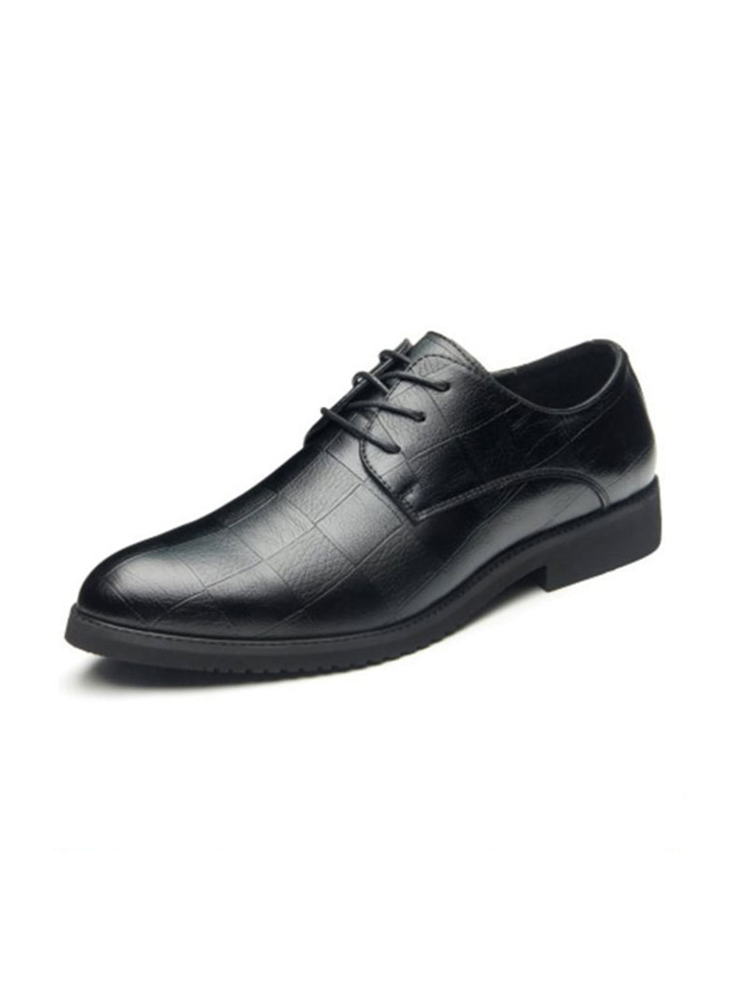  Men's Dress Shoes, Men's Wedding Shoes, Men's Pointed Toe  Front Lace Up Low Top Rubber Sole Office Dress Shoes (Color : Black, Size :  6)