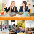 thumbnail image 3 of Lunch Box with 4 Compartment Sauce Cup Leakproof Bento Lunch Box Microwave Safe Bento Box Container Dishwasher Safe Reusable Food Storage Box with Utensil Set Storage Bag for Adults Kids, 3 of 7