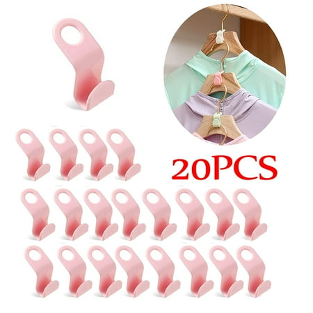 

Clothes Hanger Extender Clips Hanger Connector Hooks for Hangers Space Saving and Clothes Closet Organizer(Pink 20PCS)