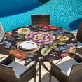 thumbnail image 5 of Watercolor Flower Round Tablecloth 45-54 Inch Round Fitted Table Cloth with Elastic Edge, Seasonal Botanical Blooms Spring Waterproof Table Cover Protector for Outdoor Picnic Party Dining, 5 of 6