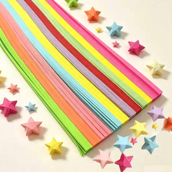 Mioerouu 5400 Sheets Lucky Star Paper Strips, 10 Rainbow Colors 1cm×24cm Double‑Sided Origami Star Folding Paper for DIY Wish Star, Gift, Bedroom Decor, Handmade Craft Project