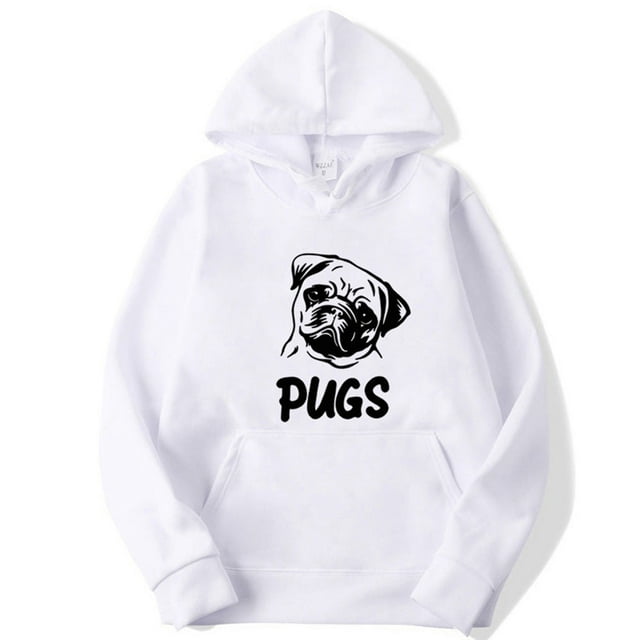 Chandail Imprimé Hip hop pug pour Hommes et Femmes (Blanc, 2TG)