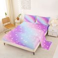 thumbnail image 2 of Manfei Sparkling Stars Print King Sheets,Rainbow Gradient Bedding,Purple Blue,4pcs,1 Flat Sheet,1 Fitted Sheet and 2 Pillowcases, 2 of 6