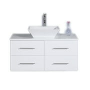 Totti Wave 36-Inch White Modern Bathroom Vanity With Counter-Top And Sink