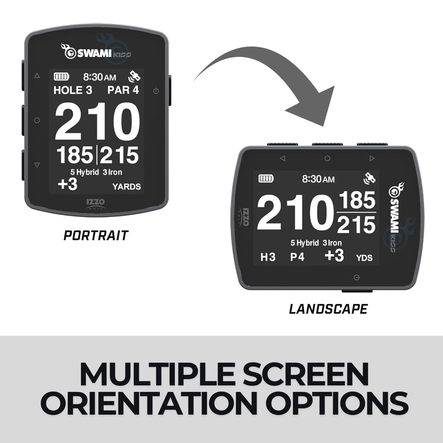 Izzo Golf Swami KISS 2.0 Golf GPS Rangefinder - Grey, Ultra-Compact w/ Magnetic Cart Mount