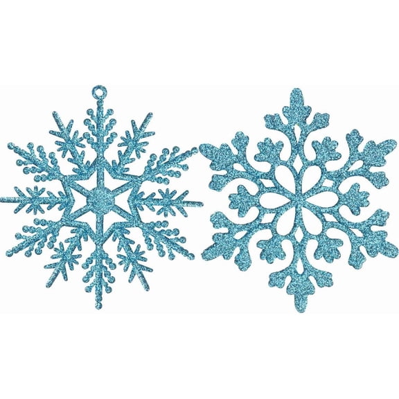 36 Pack  Glitter Snowflake Ornaments, Plastic Christmas Glitter Snowflake Winter Wonderland Christmas Tree Decorations, 4 Inch