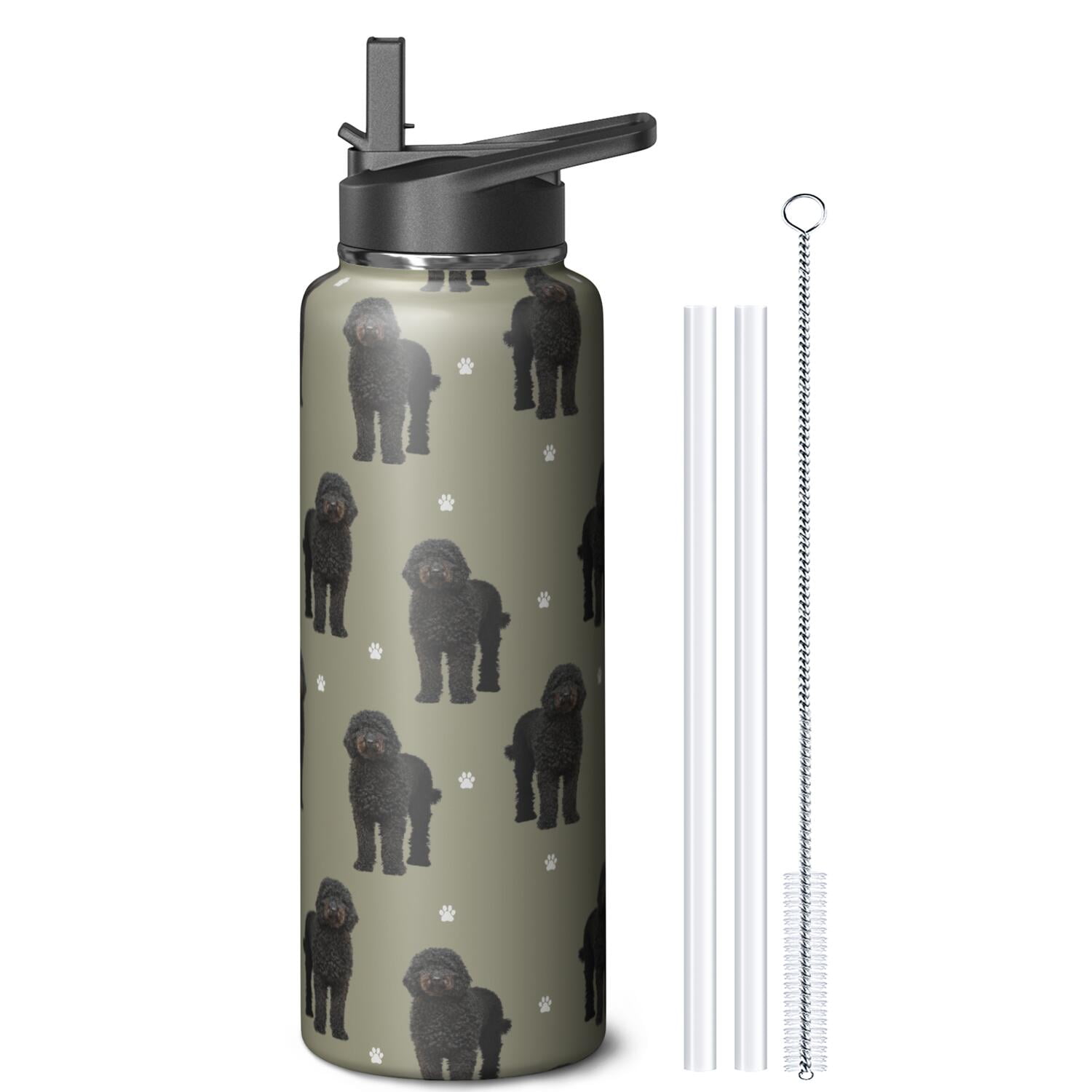 Funny Canine Pattern Stainless Steel Water Bottle - Double Walled Insulation with 364° Seal Ring & Wide Mouth Design (BPA/Odor Free for Sports & Travel)