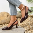 thumbnail image 2 of HAOTAGS Women Slip On Pumps,Party Pointy Toe Dress Elastic Back Shoes Wine, 2 of 2