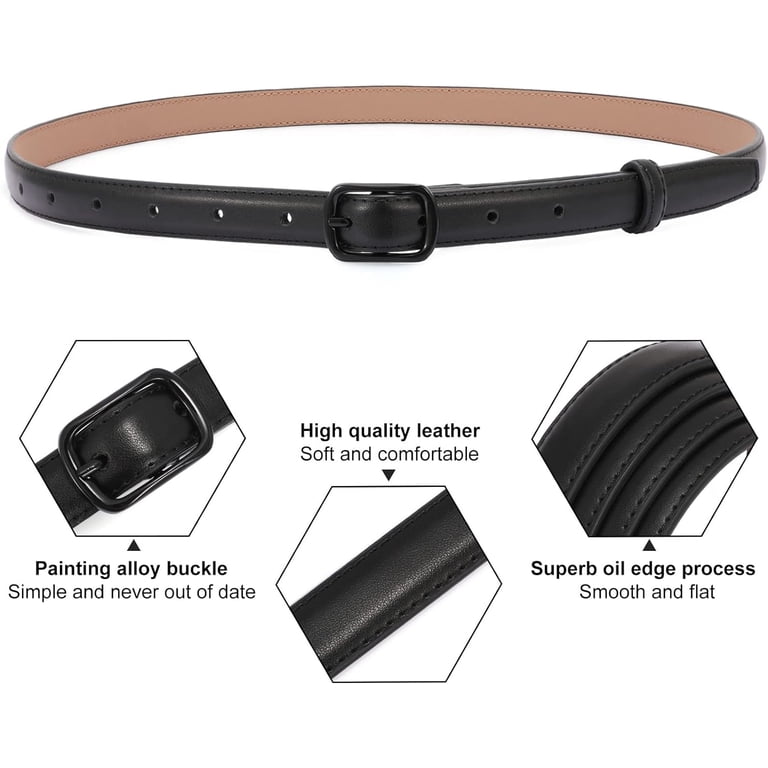 Women Leather Thin Belt for Dress Jeans Skinny Waist Belt  display picture 3
