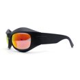 thumbnail image 3 of Trendy 90s Sport Wrap Thick Bevel Plastic Oval Sunglasses Matte Black - Fuchsia Mirror, 3 of 4