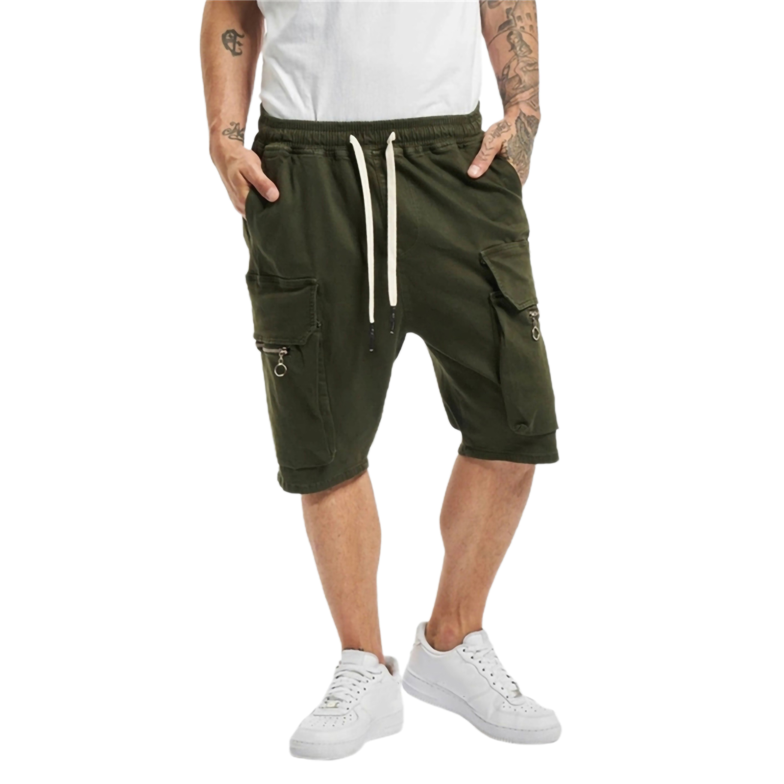 Imcute Men Cargo Shorts, Elastic Drawstring Casual Shorts with Multiple ...