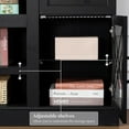 thumbnail image 5 of FIAKOA 70 inch Farmhouse TV Stand for 80 inch TV, Modern Entertainment Center with LED Lights, Wooden TV Stand Table with Glass Doors for Living Room (Black), 5 of 9