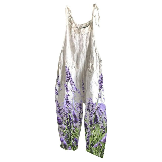 Pompotops Women's Ethnic Style Print Cold Shoulder Suspender Cami Pants Jumpsuit