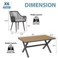 thumbnail image 4 of JOIVI 7-Piece Patio Dining Set, Outdoor Dining Furniture for 4-6 people, Patio Wicker Dining Set with Rattan Chairs and Dining Table for Backyard, Deck( Black & Straight-line Back), 4 of 8