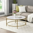 thumbnail image 4 of Carolina Classics Verazano Faux Marble Top 36 In Round Coffee Table in Gold, 4 of 4