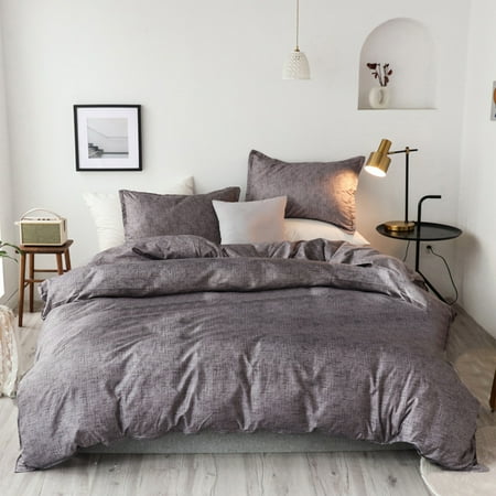 Soft Washed Microfiber Duvet Cover Set Vintage Style Comforter Cover with Buttons 3 PCS Bedding Set for All Season Skin Friendly Pillowcases Included 59 x78.7