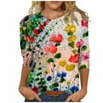 thumbnail image 1 of Camisas Para Mujer Moda Cuello Redondo 3/4 Manga Camiseta Otoño Estampado Blusa Tops Sudadera Odeerbi  ODB124697, 1 of 4