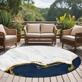 thumbnail image 5 of Navy Blue Gold Marble 6ft Round Rugs, Modern Abstract Marble Crack Texture Non-Slip Area Rugs for Living Room Bedroom Kitchen, Soft Low Pile Dining Room Kicthen Circle Carpet, Indoor Floor Rug, 5 of 9