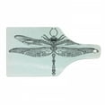 thumbnail image 1 of Dragonfly Cutting Board, Baroque Patterned Ornamental Dragonfly Old Fashion Bug Design, Decorative Tempered Glass Cutting and Serving Board, Wine Bottle Shape, Black White, by Ambesonne, 1 of 1