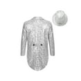 thumbnail image 2 of vastwit Boys Sequin Tailcoat Classic Fit Tuxedo Suit Jacket Dinner Party Show Swallow-Tailed Coat Silver-A 8, 2 of 7