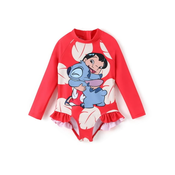 Traje de baño Disney Stitch de manga larga de una pieza para niñas de 12 a 13 años