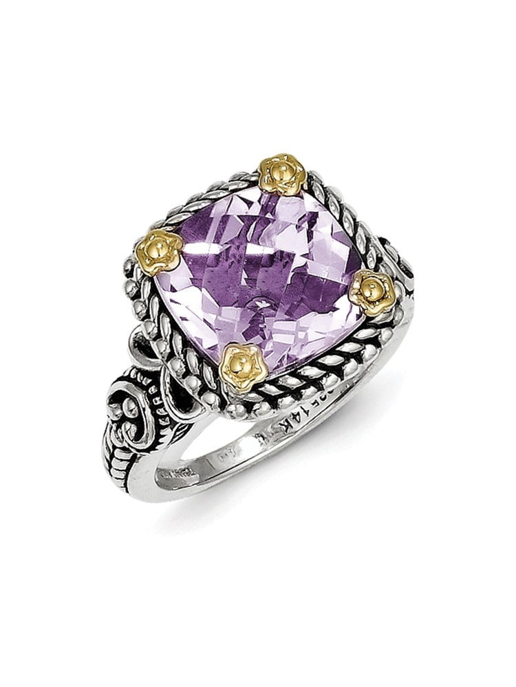 Sterling Silver with 14k Antiqued Amethyst Ring Sterling Silver with 14k Antiqued Amethyst Ring
