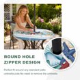 thumbnail image 4 of Round Outdoor Tablecloth with Umbrella Hole and Zipper, Green Starfish Summer Tablecloth with Elastic Waterproof, Ocean Coral Conch Blue Shells Patio Table Covers for 45" - 54" Picnic Pool Tables, 4 of 9