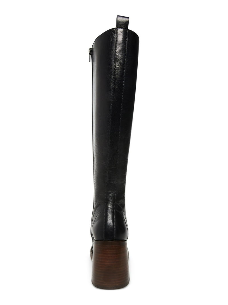 WAYDERNS Women's Square Toe Ankle Boots - 3.5 Inch Block Heel Leather Zip-Up Boots