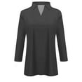 thumbnail image 4 of Huresd Womens Golf Polo Shirts V Neck 3/4 Sleeve Color Block Quick-Dry Golf Tees Dark Gray L, 4 of 4