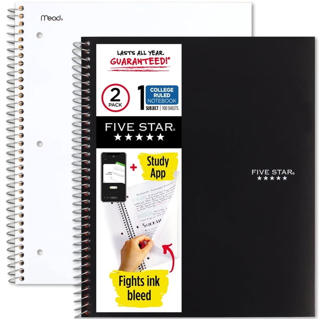 Cuadernos espirales Five Star 1 materia con renglón universitario, 100 hojas