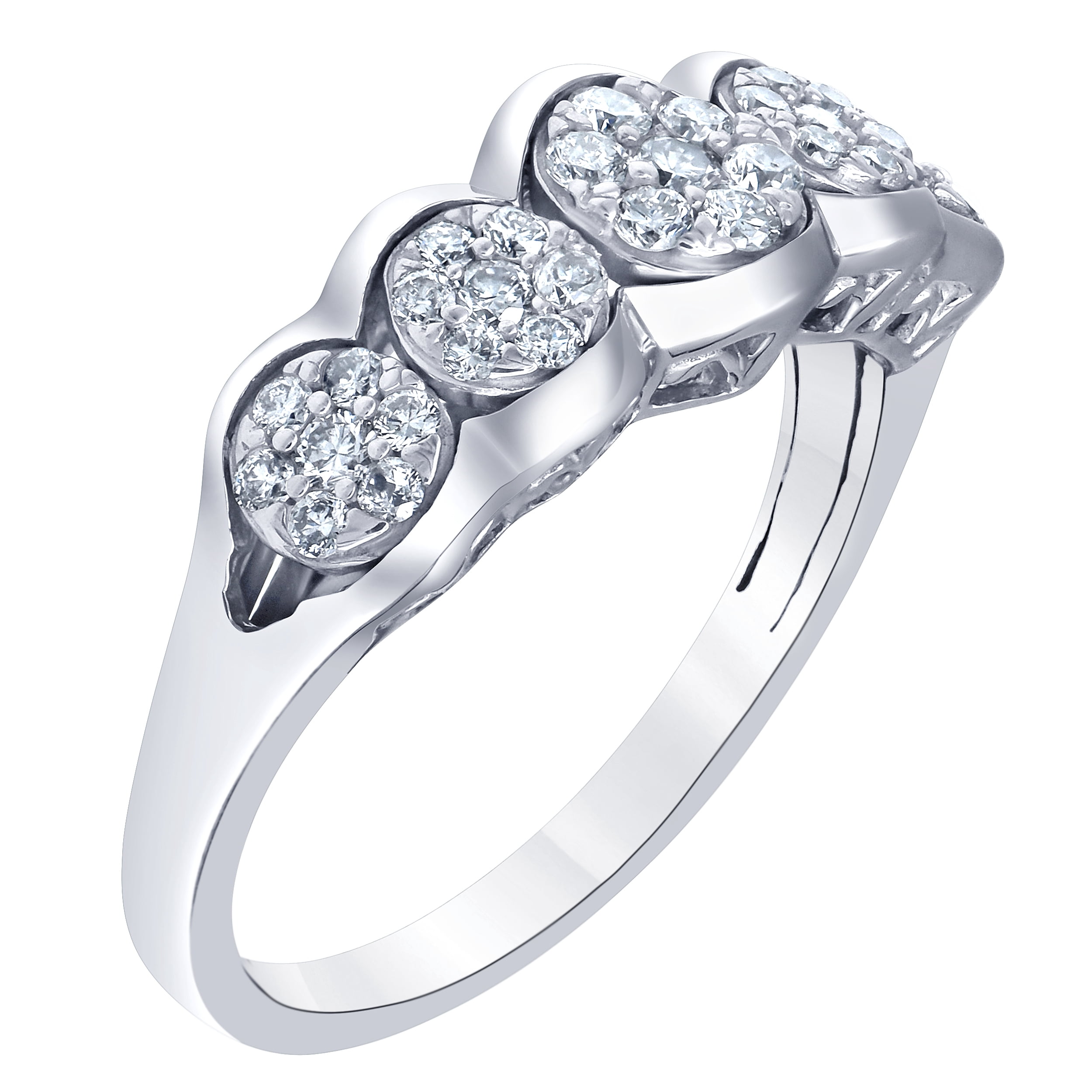 Arista 1/2 Carat T.W Round Lab Grown Diamond Women's Five Cluster Wedding Ring in Sterling Silver (I, SI)