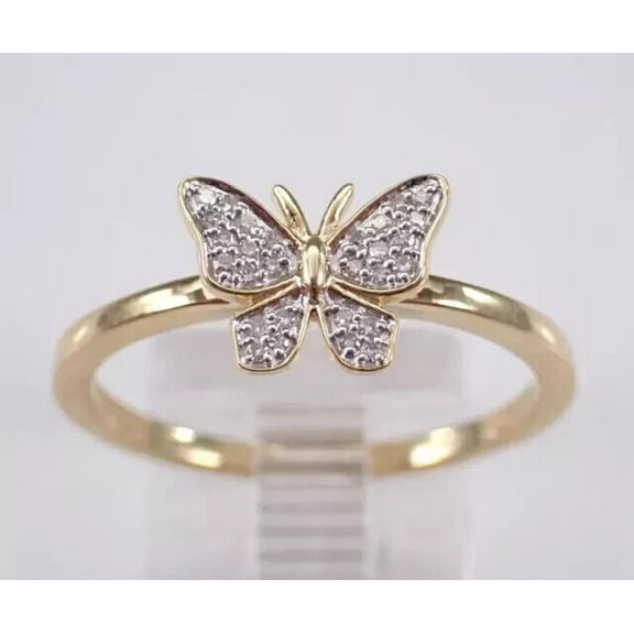 1.10Ct Real Moissanite 14K Yellow Gold Plated Silver Butterfly Engagement Ring