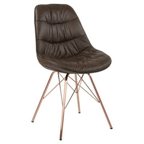 OSP Home Furnishings Langdon Chair in Saddle Distressed Fabric with Rose Gold Base