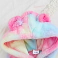 thumbnail image 4 of Onesies Cute Rainbow Color Hooded Door Opening Long Sleeve Baby Girl Romper Pink 3 Months-6 Months, 4 of 7