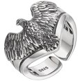 thumbnail image 2 of Anillo de águila, anillo de moda, diseño de águila, joyería para el dedo, anillo ajustable para el dedo., 2 of 6